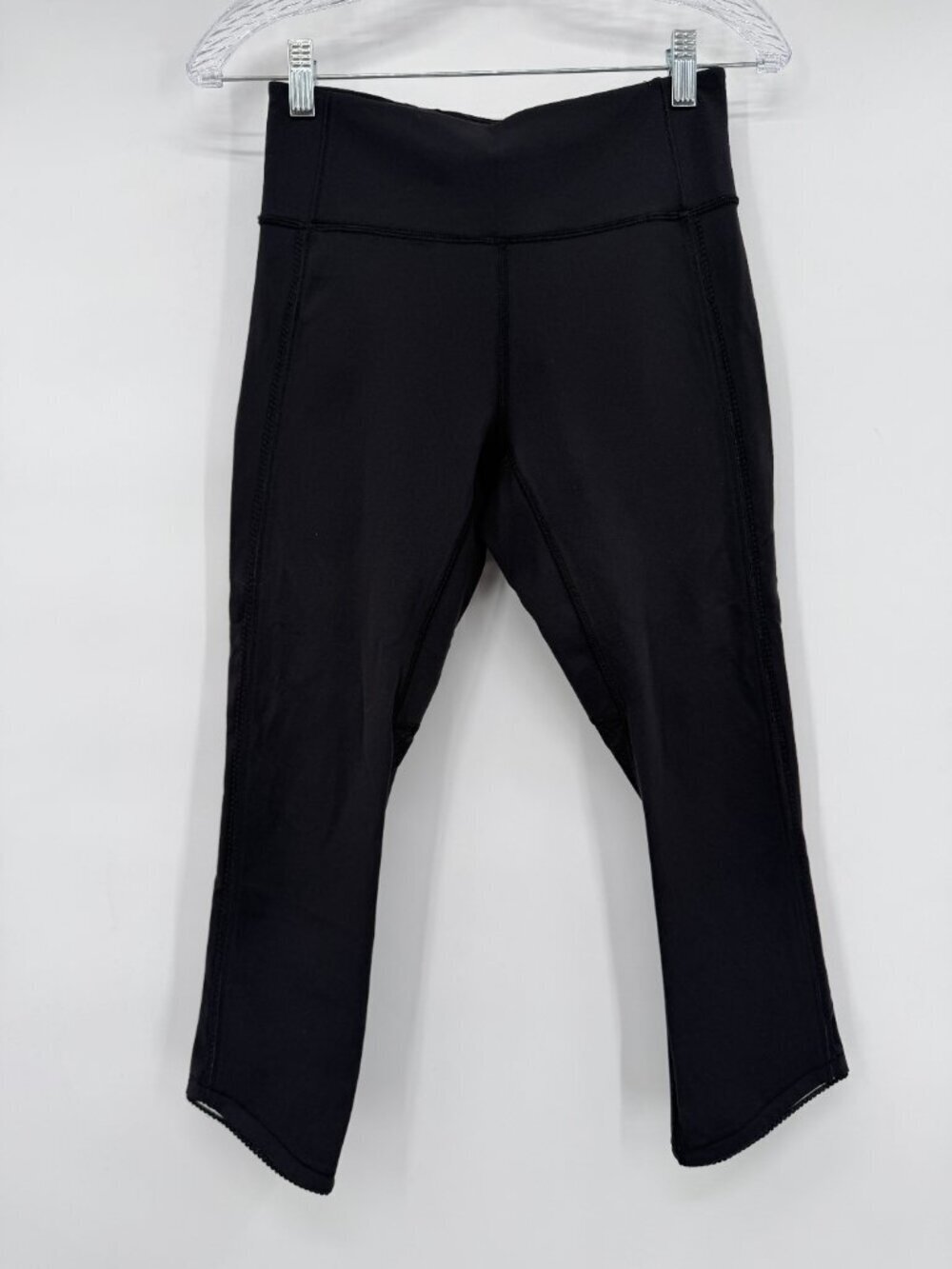 Lululemon Women's Black Crop Athletic Leggings Textured Mesh Panel 6